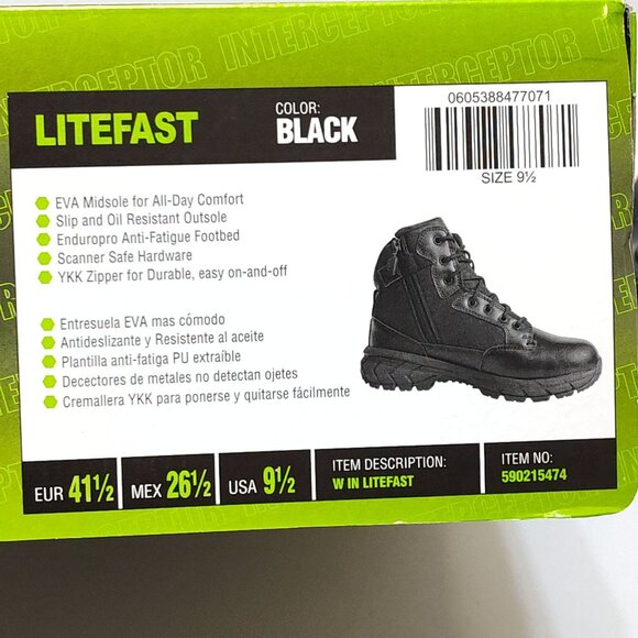 Interceptor Litefast Tactical Combat Boots Women's 9.5 Zippered 6" Shaft NIB NWT - Picture 10 of 10